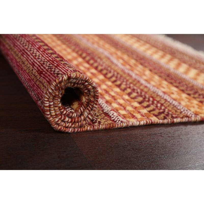 Geometric Striped Oriental Gabbeh Kashkoli Wool Area Rug Hand-knotted - 2'6" x 3'11"