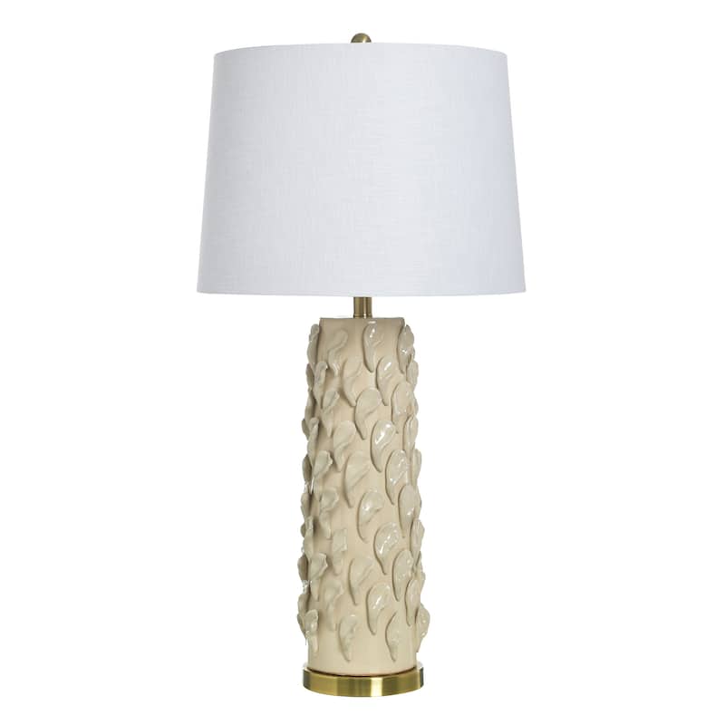 StyleCraft Ceramic Table Lamp - Cirri Cream - White Shade - Cirri Cream, White
