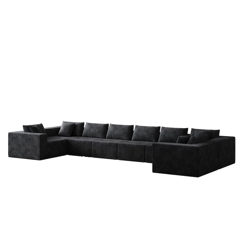 188-Inch Corduroy Modular L Shaped Sectional Sofa, Luxury Floor Couch Set, Foam-Filled Compressed Sofa