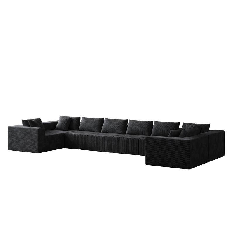 Luxury Floor Standing Couch Set Sectional Sofa Set Corduroy Upholstered Modular Sofa - Freely Combined Into Various Shapes