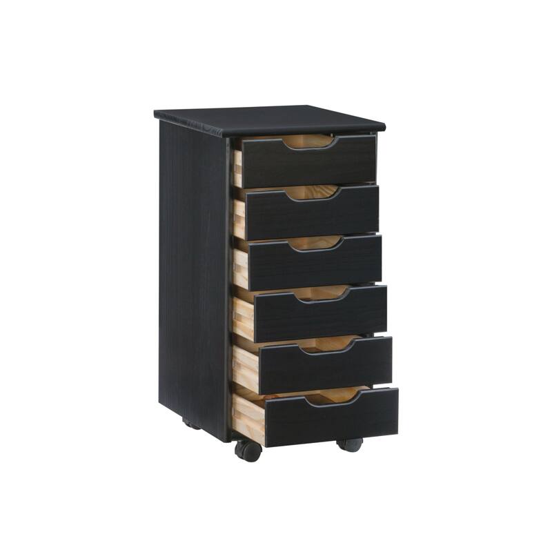 26” Black Rolling Storage Cabinet with 6 Drawer