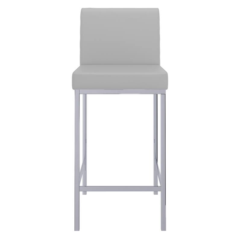 Contemporary Faux Leather and Metal 26" Counter Stool, Set of 4 - White and Chrome