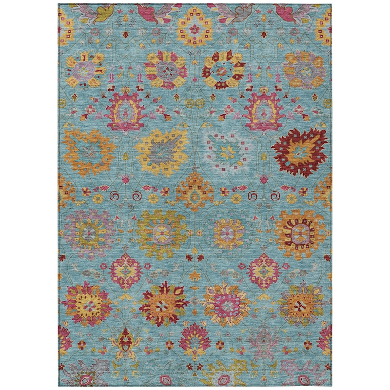 Machine Washable Indoor/ Outdoor Traditional Kashan Chantille Rug