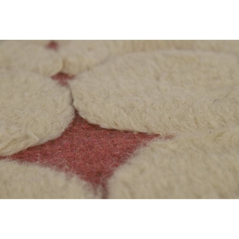 Geometric Moroccan Indian Area Rug Handmade Wool Carpet - 5'1" x 8'0"