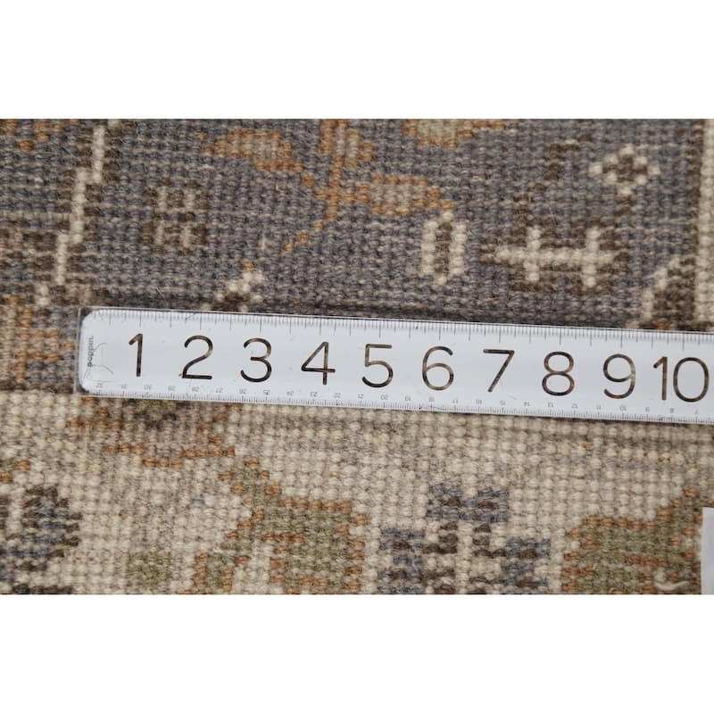 All-Over Gray Oushak Oriental Runner Rug Hand-Knotted Wool Carpet - 2'7"x 11'2"