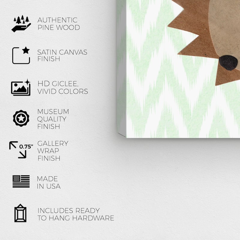 Wynwood Studio Canvas Animals H for Hedgehog Brown and Dark Brown Modern & Contemporary Wall Art Canvas Print