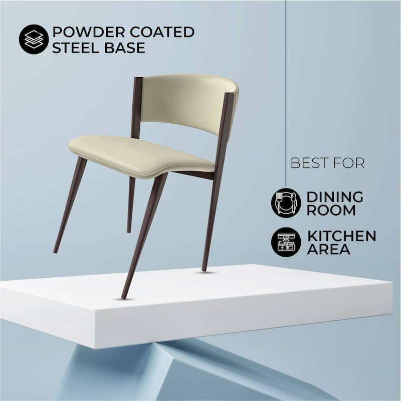 Leather Dining Chairs with Iron Legs and Open-Back Design Aspen Series Set of 2