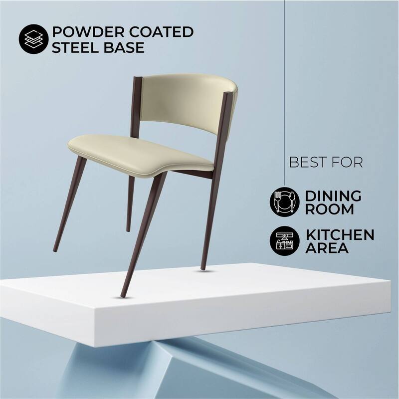 Leather Dining Chairs with Iron Legs and Open-Back Design Aspen Series Set of 4