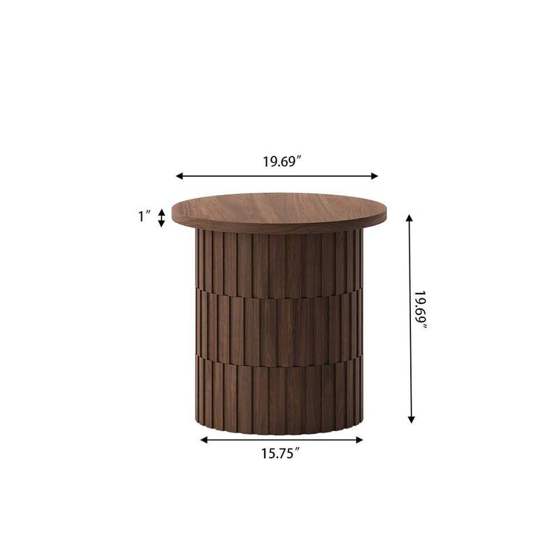 19.69" Modern Minimalist Side Table, MDF, Walnut Veneer