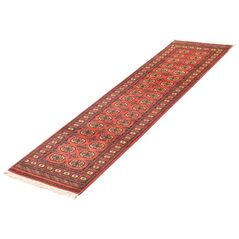 ECARPETGALLERY Hand-knotted Peshawar Bokhara Coral Wool Rug - 2'7 x 9'10