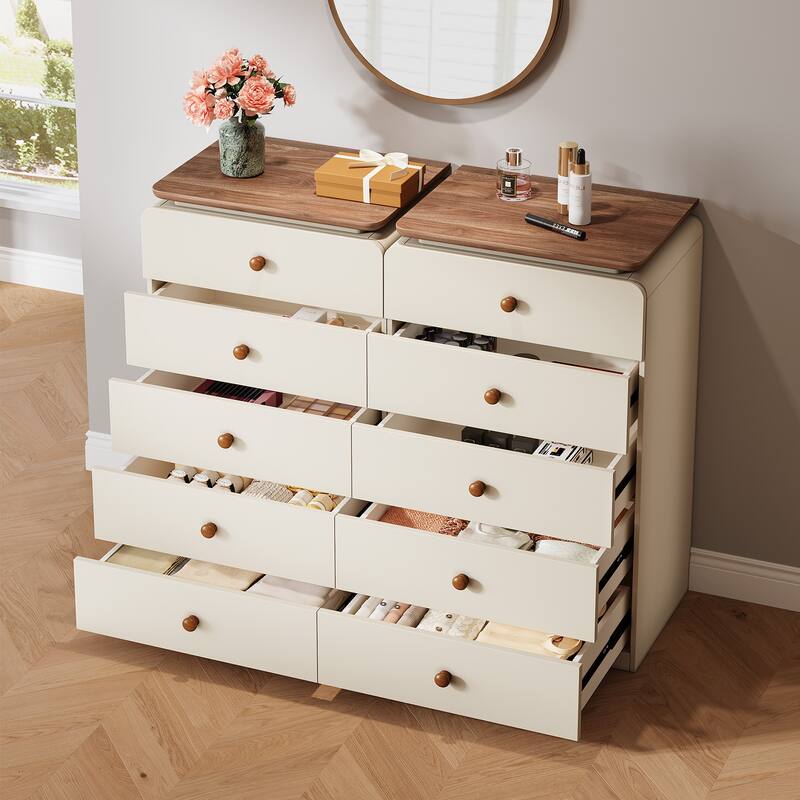 5 Drawers Chest, 45-Inch Tall Farmhouse White Storage Cabinet