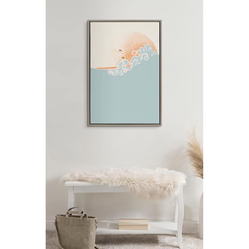 Kate and Laurel Sylvie Breeze Surfer Framed Canvas by Hannah Beisang
