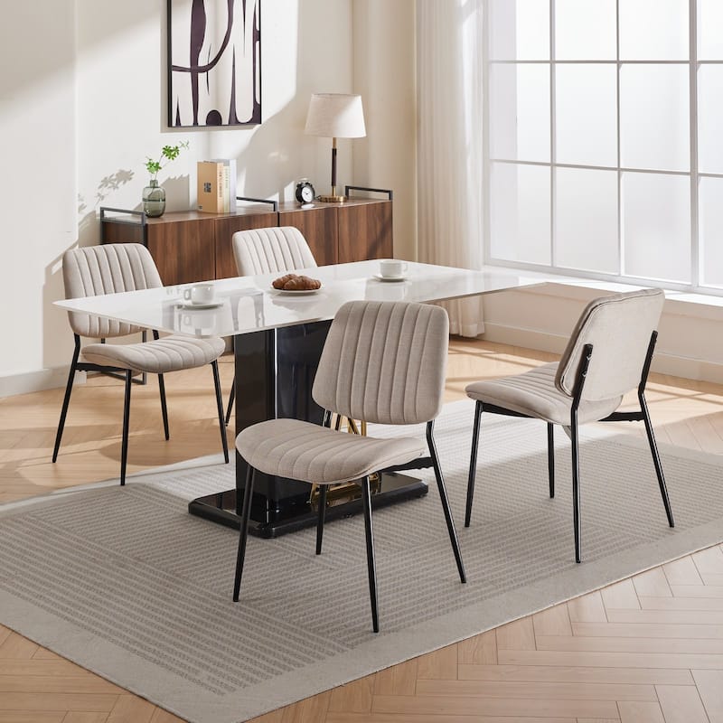 GDFStudio Modern Armless Upholstered Dining Chairs with Metal Legs