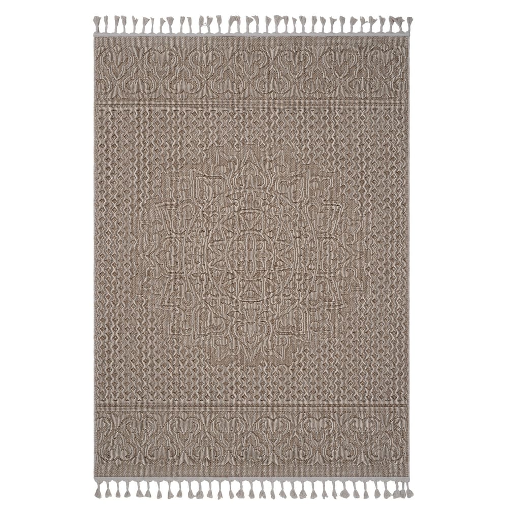 LOOM & LUXE Collection Beige/Medallion Indoor/Outdoor Area Rug