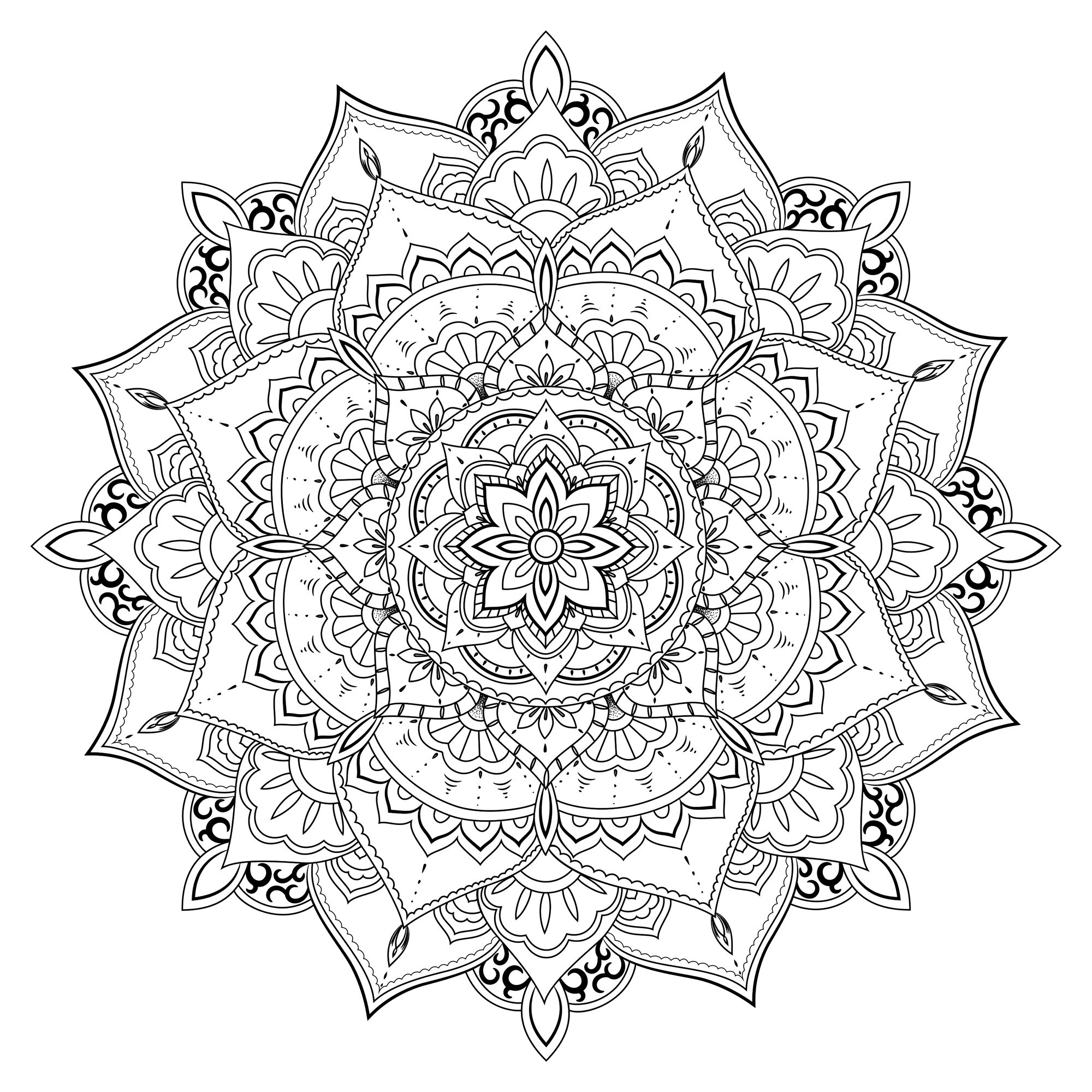Shop Lotus Mandala Coloring Canvas Meditation 20x20 Gallery Wrapped Canvas B W Overstock 13838078
