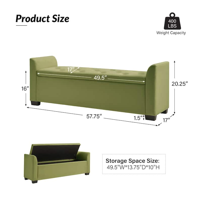 Laura Traditional 57.75"Wide Tufted Storage Bench by HULALA HOME