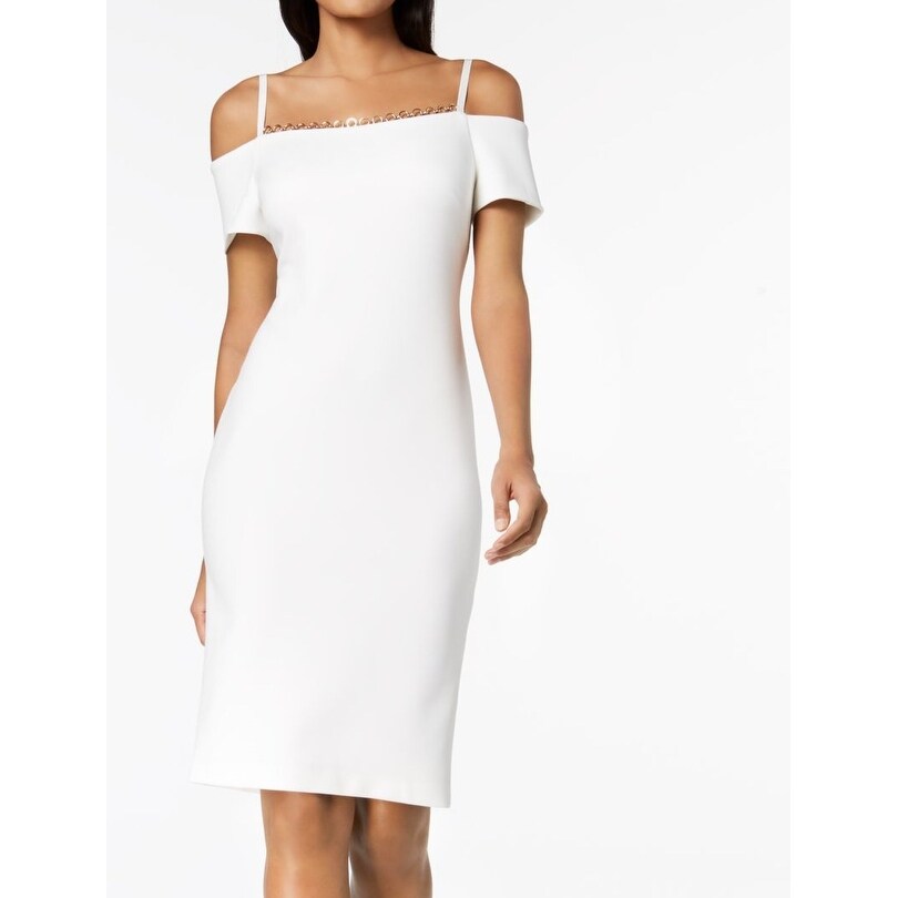 calvin klein white scuba dress
