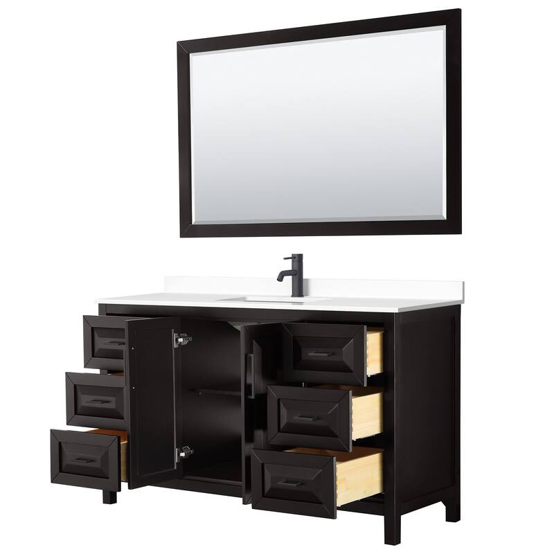 Daria 60 Inch Single Vanity, Cultured Marble Top, 58 Inch Mirror