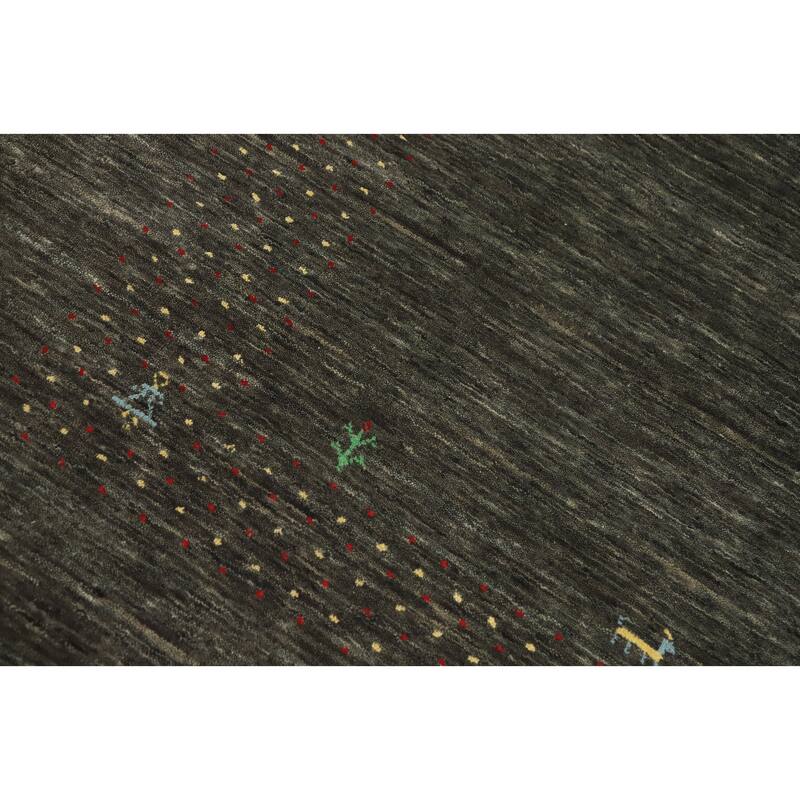 Hand Knotted Oriental 100% Wool Carpet Tribal Animal Pictorial Greys & Charcoal Gabbeh Area Rug - 11' 4'' X 8' 10''