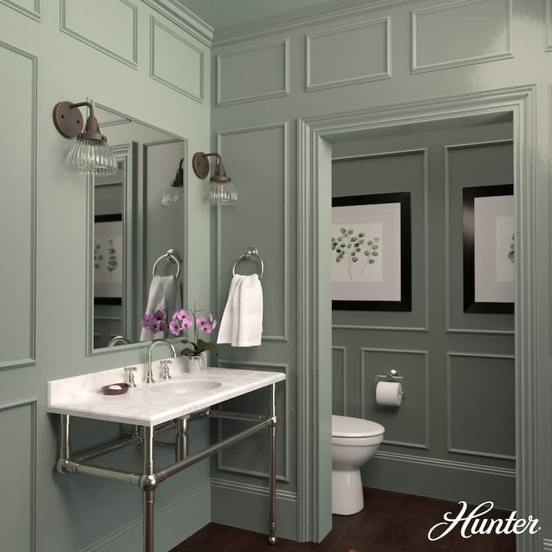 Hunter Cypress Grove 1-Light Wall Sconce - Hallway, Bathroom, Bedroom - Industrial, Transitional, Contemporary - Damp Rated!