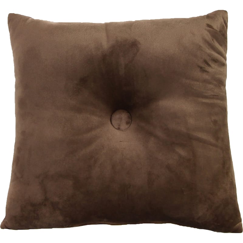 18" x 18" Solid Tufted Indoor Throw Pillow with Fabric Button - Brown