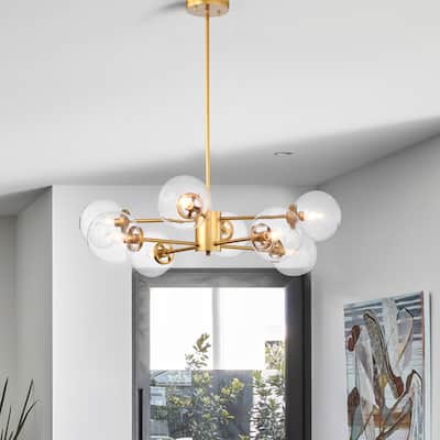 Silversmile 32 Inch Sputnik Brass Polished Finish Ceiling Lighted Chandelier Modern Style 8-Light - N/A