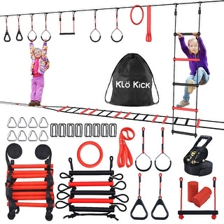 50ft Ninja Warrior Obstacle Course for Kids with Ladder