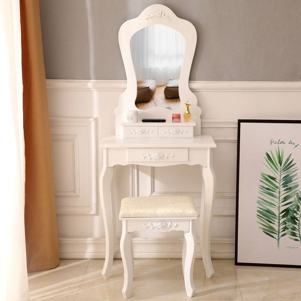 Single Mirror 3 Drawer Dressing Table White