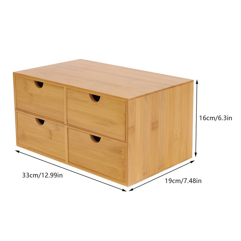 Bamboo Desktop Stackable Office Home Desk Storage Box