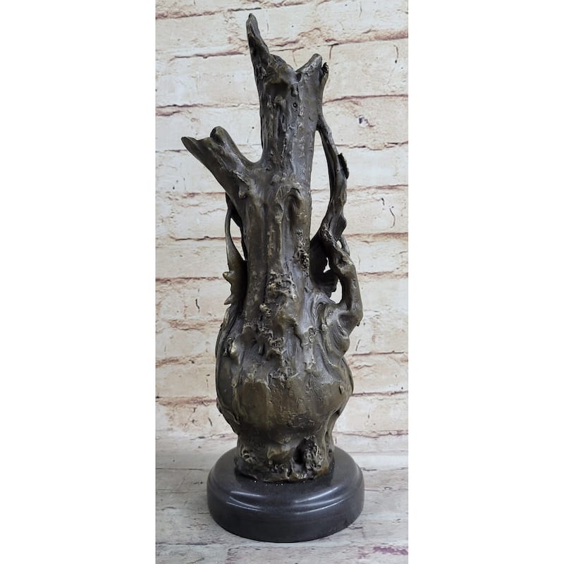Fantasy Fairy Girl Vase Original Bronze Sculpture On Marble Base 14.5 Inches X 7 Inches