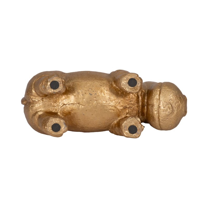 Sagebrook Home Gold 8" Cement Hungry Hippo Decorative Figurine - 8" x 3" x 4"