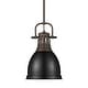 preview thumbnail 1 of 9, Golden Lighting 3604-S RBZ Duncan 9" Wide Mini Pendant Rubbed Bronze / Matte Black