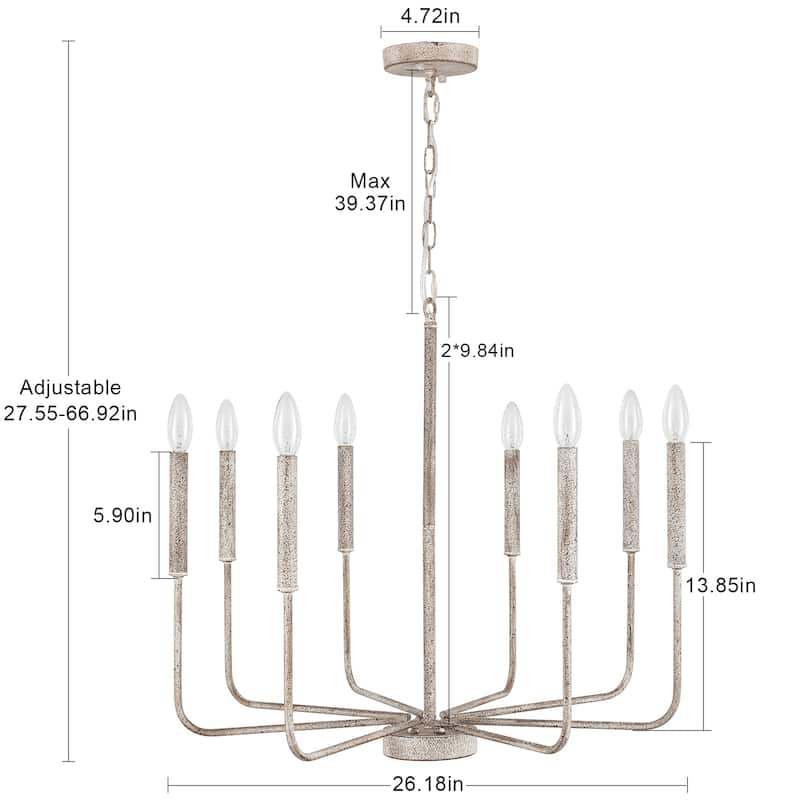 8-Light Farmhouse Traditional Candle Chandelier for Dining Room Bedroom Living Room