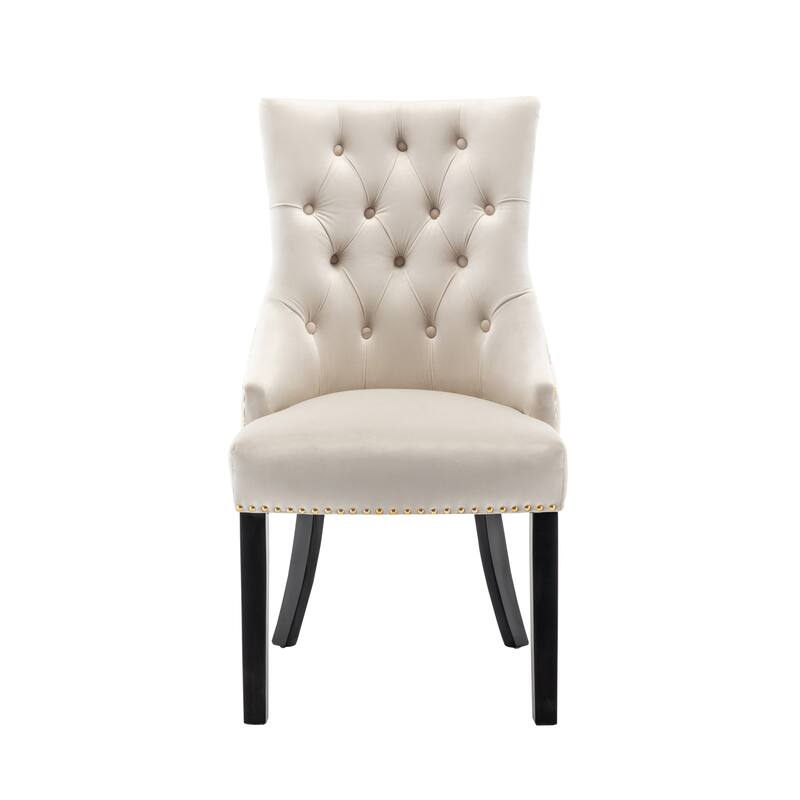 Porthos Home Dev Tufted Velvet Dining Chairs with Rubberwood Legs, Set of 2