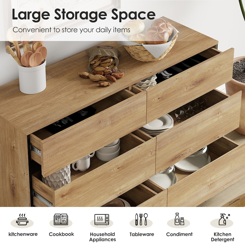 WAMPAT Modern TV Stand for TVs up to 110 inch, Entertainment Center with Drawers , Wood Media TV Console for Living Room