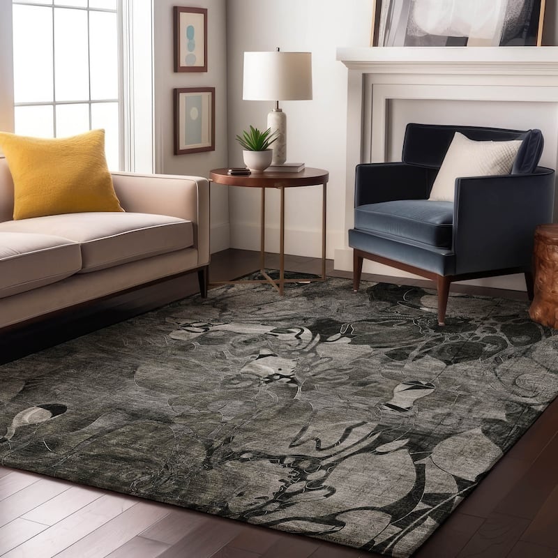 Premium Washable Super Soft Abstract Floral Mayfield Rug - Gray - 5' x 7' 6" - Rectangle