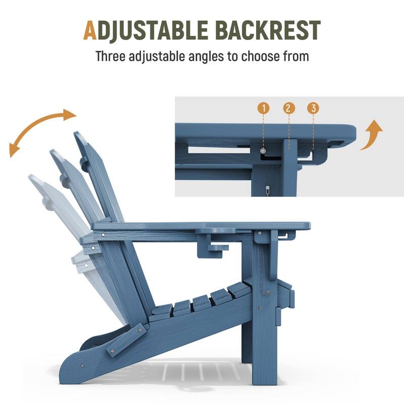 3-Position Reclining Folding Outdoor Chair – PE Wood Grain, Weather-Resistant