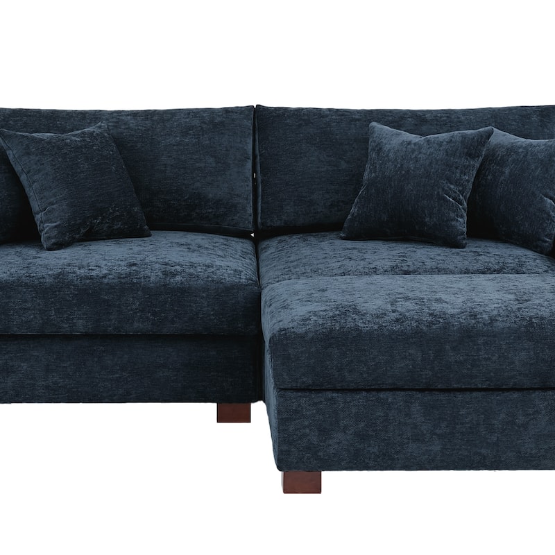 Oversized Chenille Modular Sectional Sofa Living Room Set with Ottoman