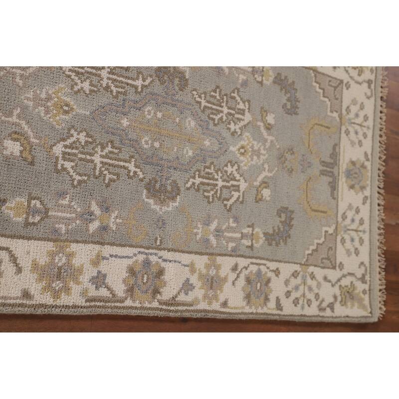 Earth Tone Grey Oushak Oriental Runner Rug Handmade Wool Carpet - 2'7"x 7'10"