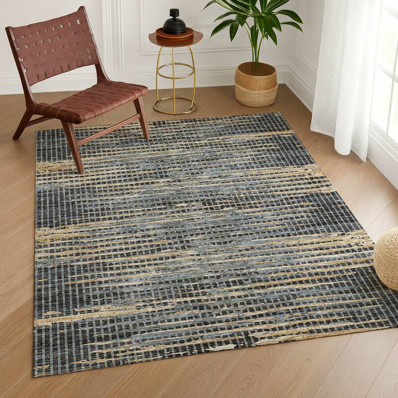 Machine Washable Indoor/ Outdoor Casual Keystone Chantille Rug