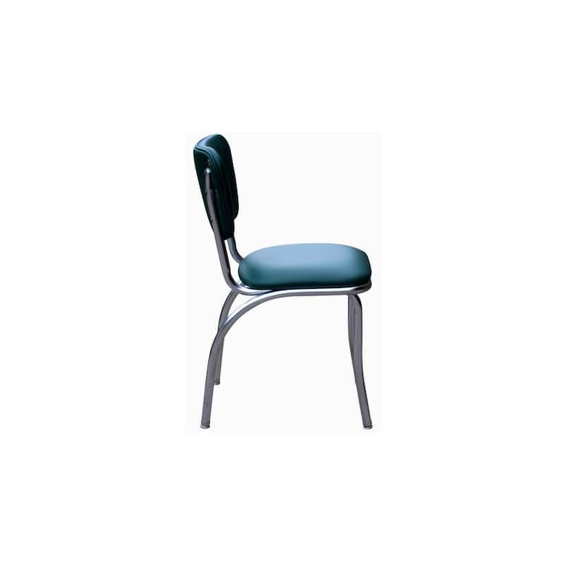 Elegant Diner Chair - Chrome Base, Wood Seat, Solid Back - 19.5" x 15.5" x 31.5" - 31.5
