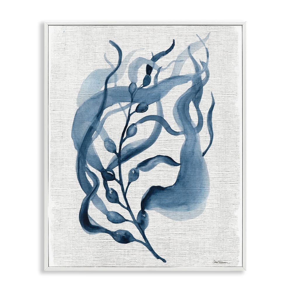 Stupell Fluid Blue Herb Leaf Framed Giclee Art Design By Carol Robinson