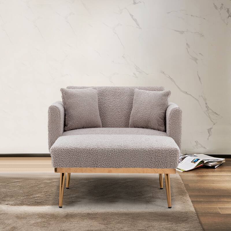Grey Teddy 62.2" Chaise Lounge Chair with Iron Legs
