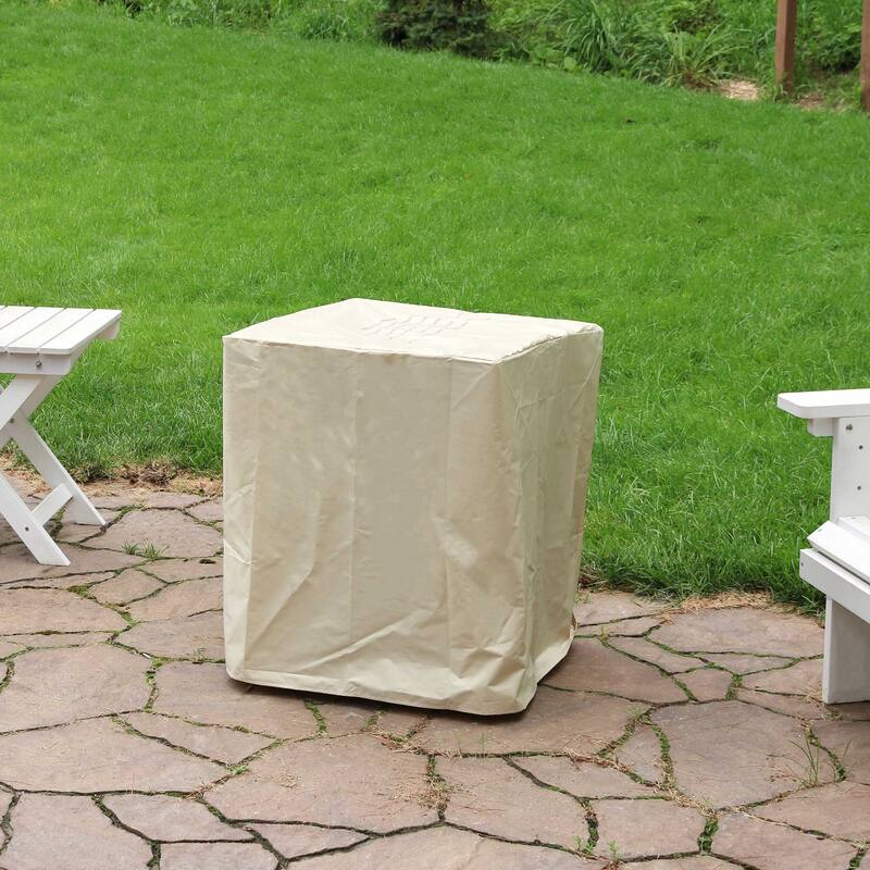 Sunnydaze Square Propane Gas Fire Pit Table with Weathered Wood Look - 24-Inch
