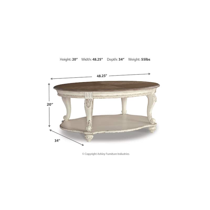 Signature Design by Ashley Realyn White/Brown 2-Piece Table Package - 48.13" W x 34" D x 19.88" H