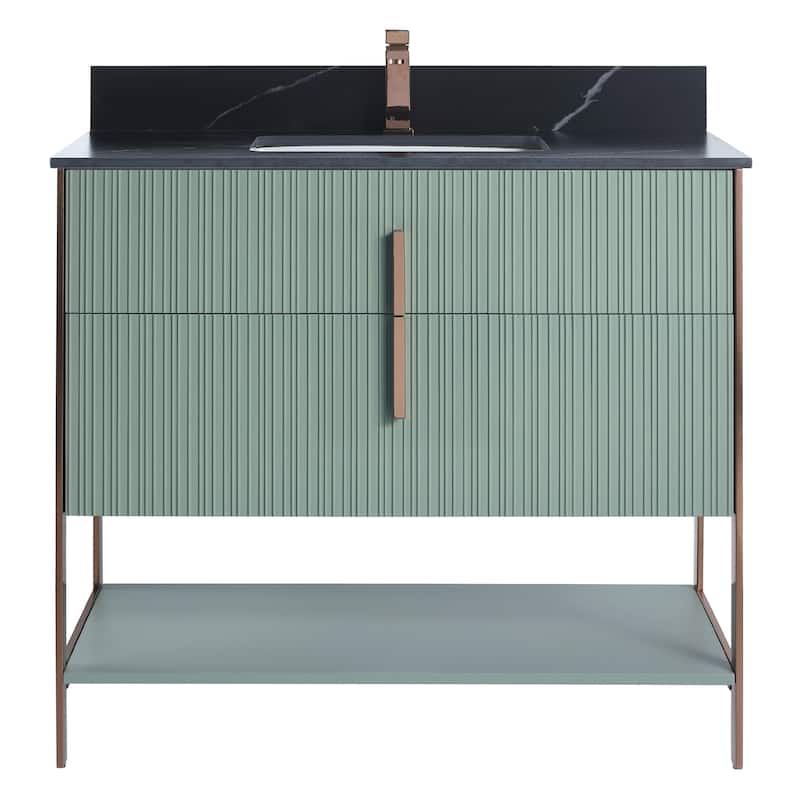 Fine Fixtures Serenity Modern Bathroom Vanity with Black Sintered Stone Top