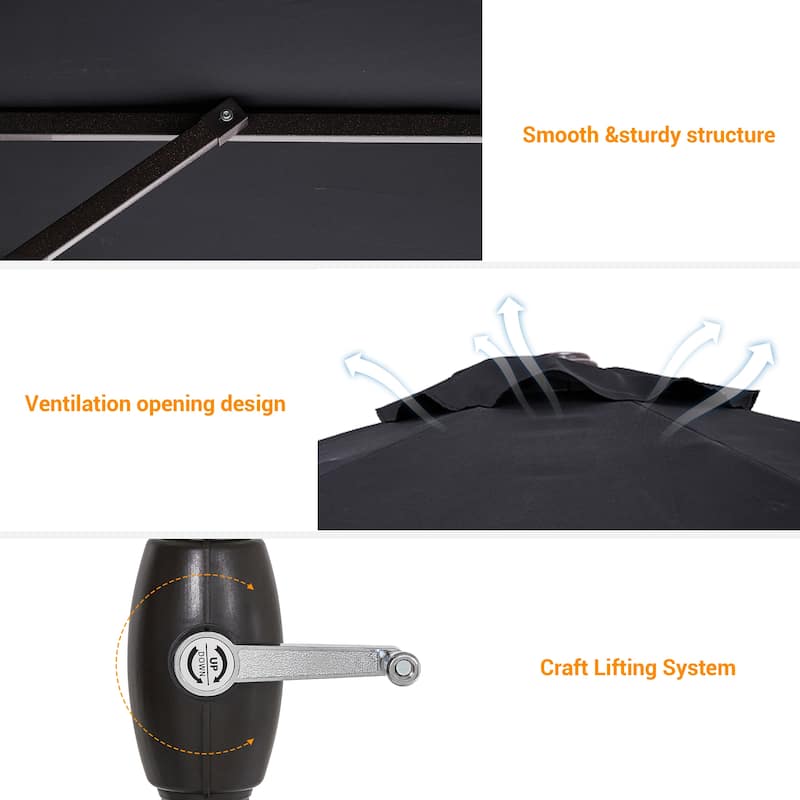 BONOSUKI 9ft Patio Umbrella,Outside Deck Table Umbrella,w/Tilt Crank