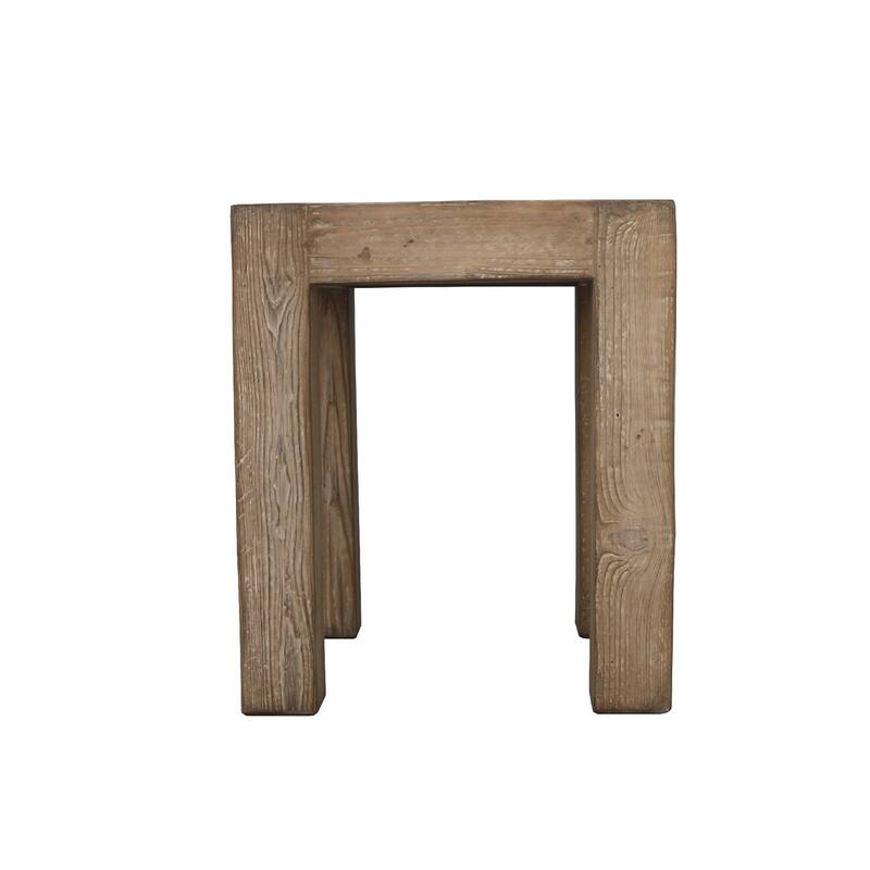 Mao Side End Table, 22 Inch Square Top with Chunky Legs, Rustic Brown