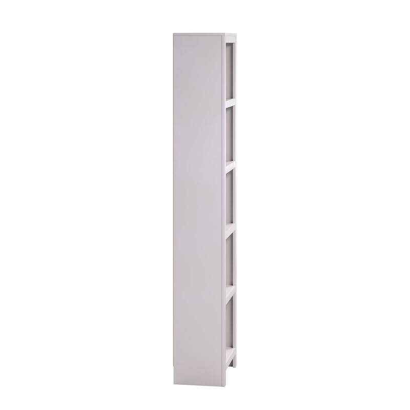 Prepac Moda 80" H 5-Tier Narrow Bookcase, Modern Storage Accent Bookshelf with 3 Adjustable Shelves for Home Office, Living Room