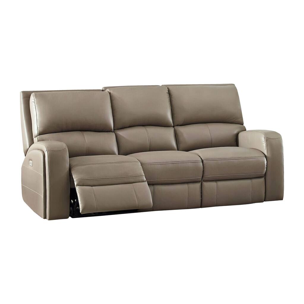 Makinis Double Power Reclining Leather Sofa w/ Power Headrest